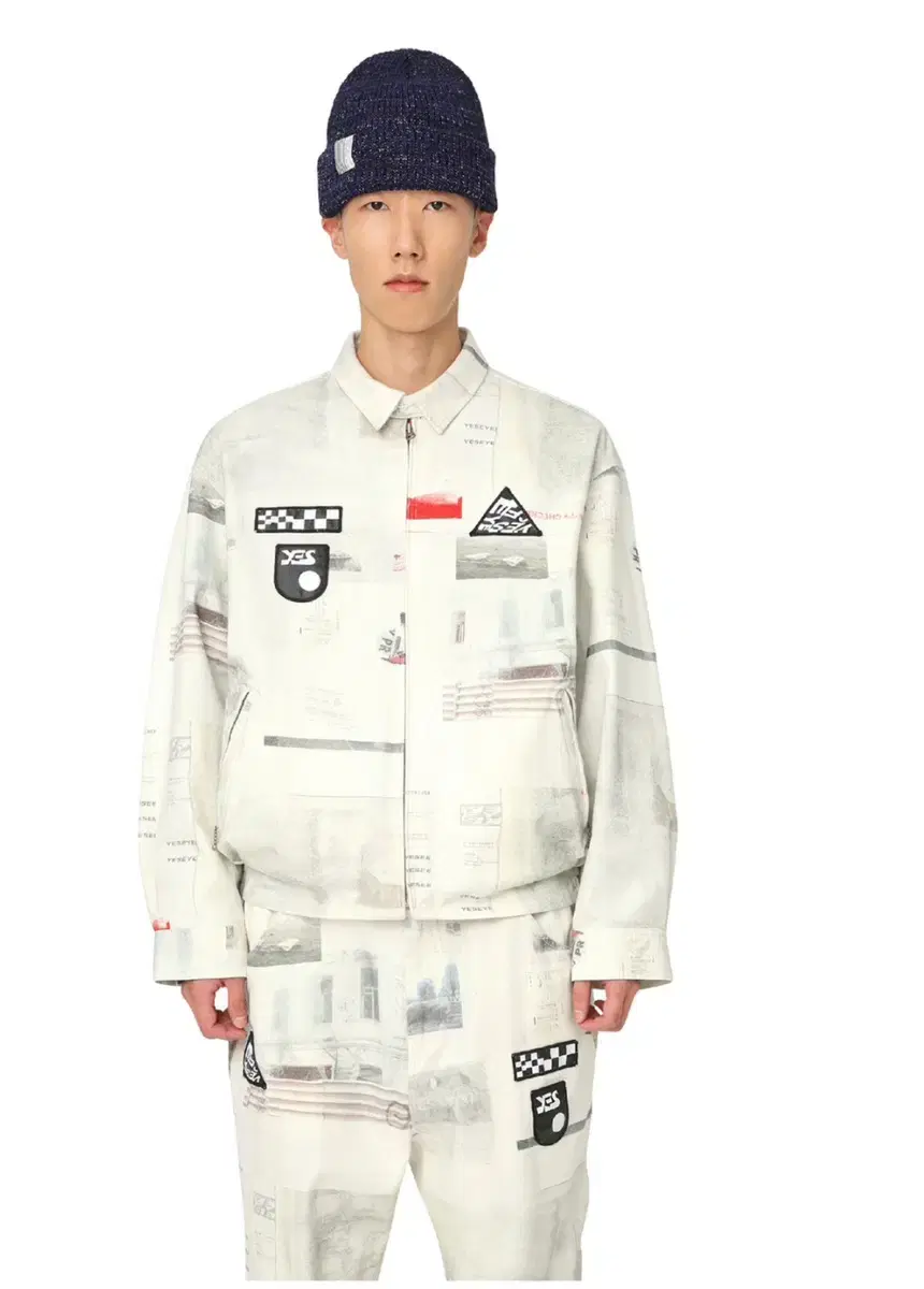 예스아이씨 Patched Zip Jacket White